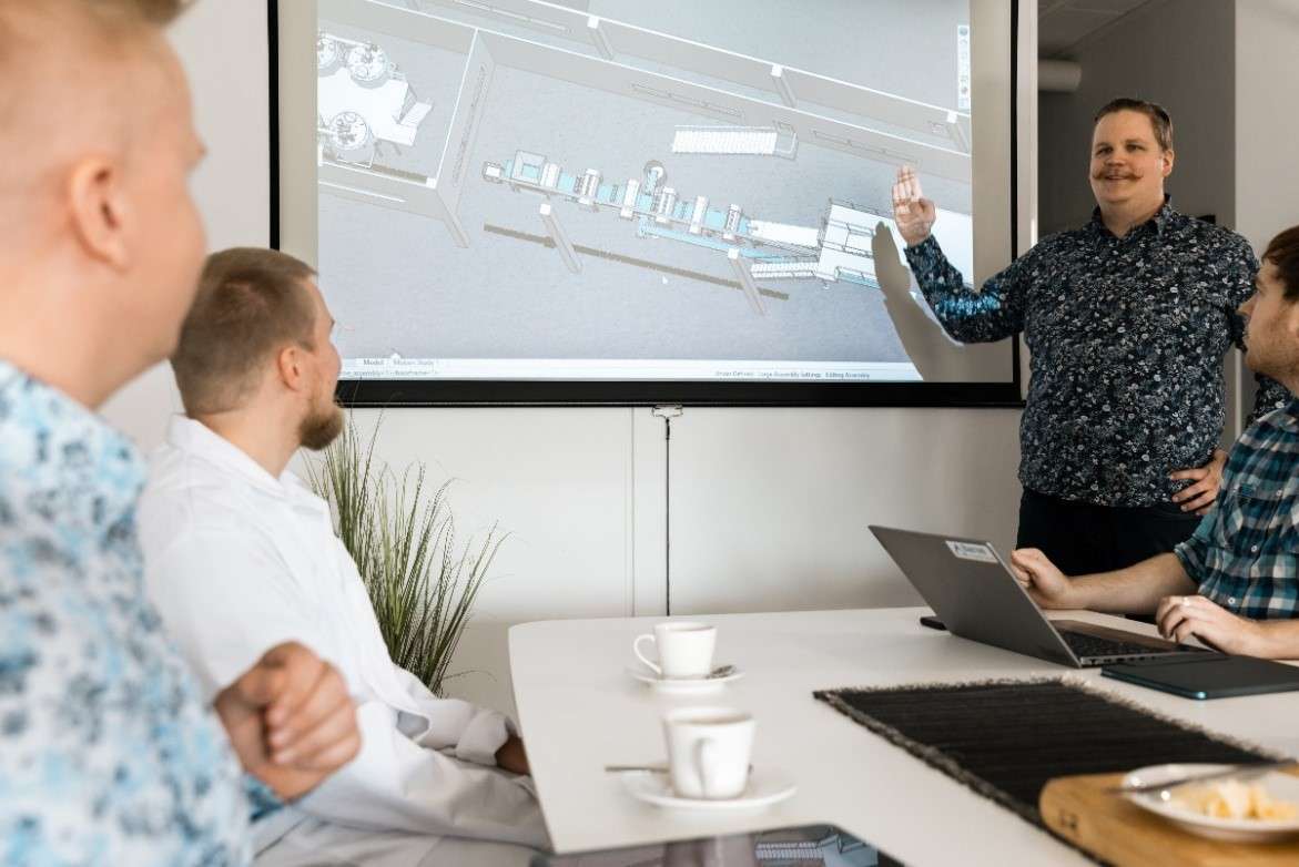 Designer presenting barery layout